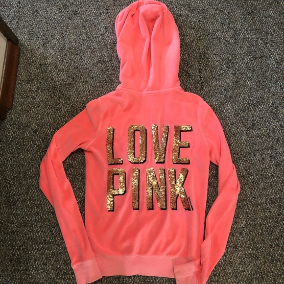 Beautiful pink velour zip up hoodie by VS - Picture 4 of 5